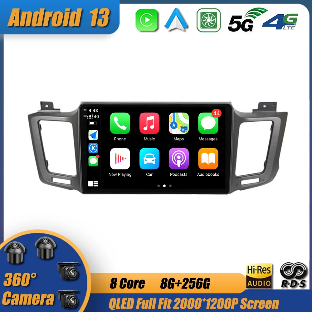 

Android 13 для Toyota RAV4 2012 - 2018 Автомобильный мультимедийный видеоплеер навигация GPS Авторадио Carplay 4G WIFI без DVD