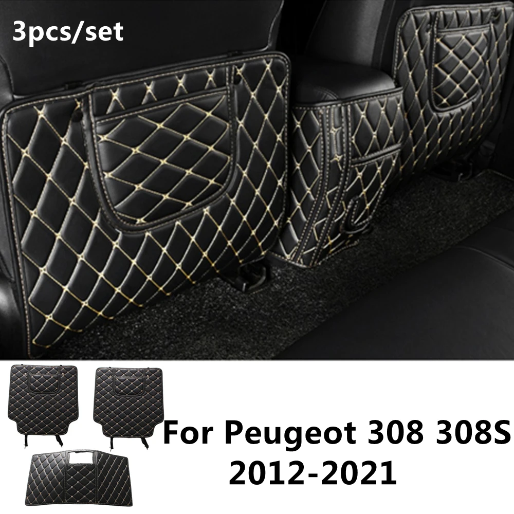 

SJ PU leather Car Rear Seat Anti-Kick Pad Back Seats Cover Armrest Anti-dirty Protection Mat For Peugeot 308 308S 2012-13-2021