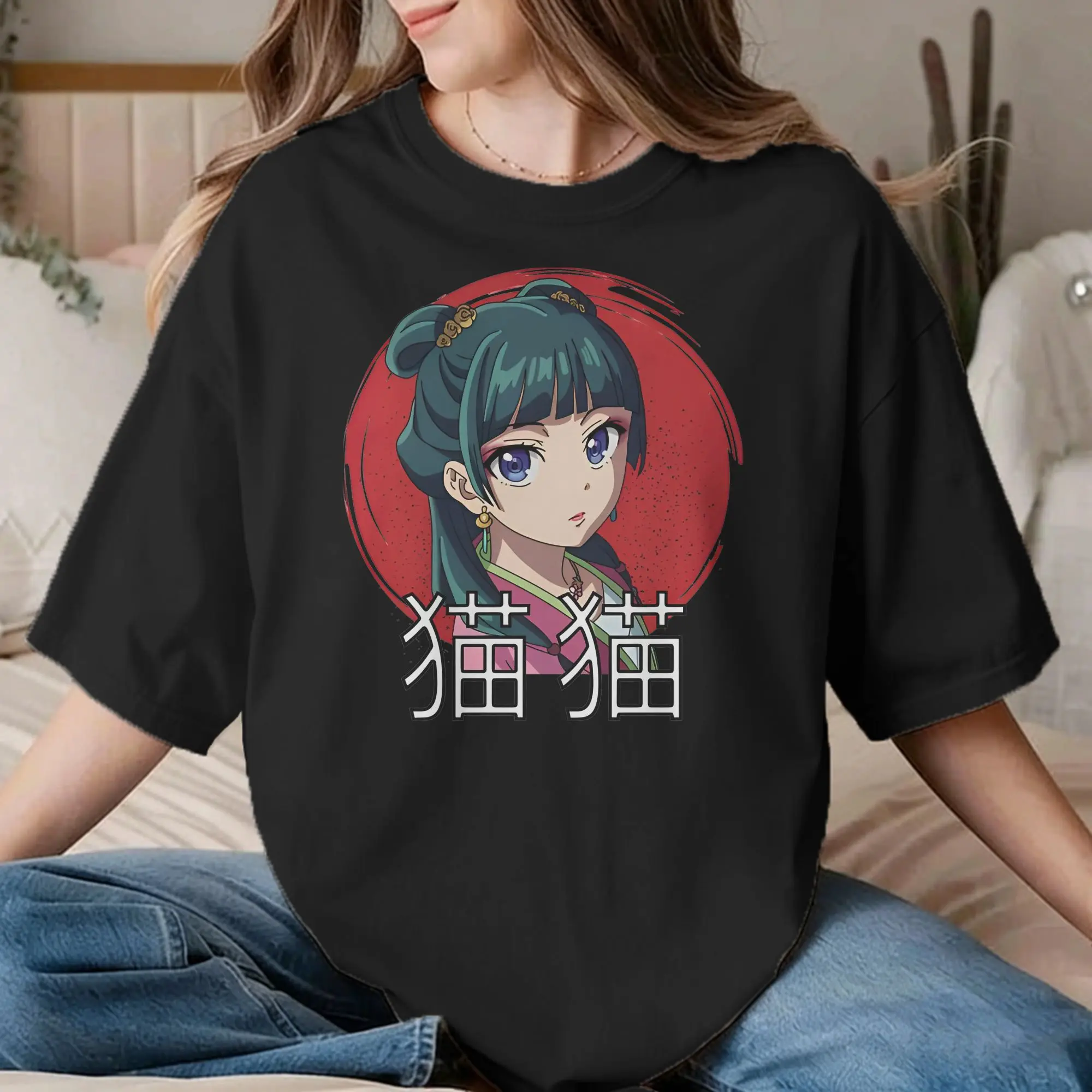 Фото Футболка унисекс Maomao Anime Awesome из 100% хлопка, футболка The Apothecary Diaries, топы с круглым вырезом, большие размеры №1
