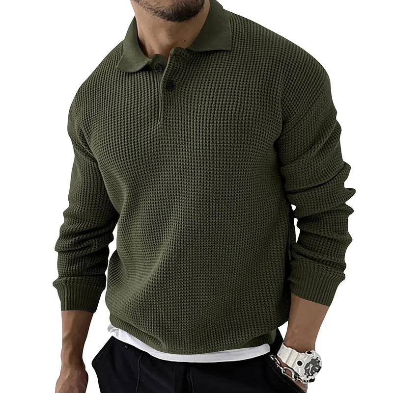 Autumn Winter Men's Sweater Knitted POLO Shirts Lapel Solid Color Knitted Pullover Social Streetwear Casual Business Men Clothin images - 6