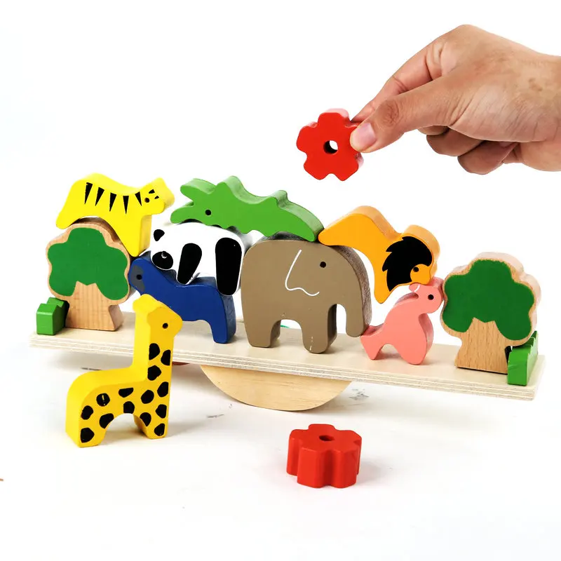 

Cartoon Animal Friendly Seesaw Balanced Game Children's Wooden Blocks Toys Montessori Homeschool Supplies Educational Baby Gift