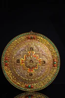 13 tibetan temple collection tibetan silver gilt mosaic gem shakyamuni auspicious eight treasures thangka hanging screen amulet