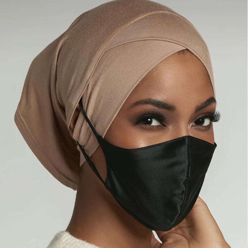 Elastic Breathable Muslim Underscarf Tube Cap Islamic Eid Prayer Hijab Bottom Hat Headwear Arab Women Head Wrap Headscarf Turban