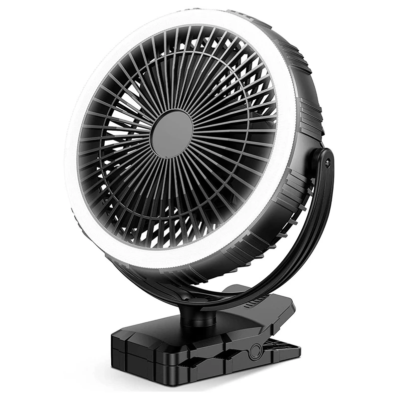 10000Mah 8 Inch Camping Fan With LED Lantern And Clip On-Rechargeable Battery Operated Portable Fan With Hook For Travel