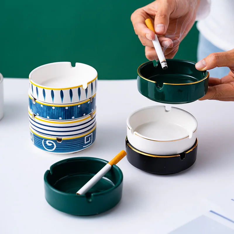 chinese style ceramic ashtray ash tray smoking tray for home office desktop decor outdoor public places holiday gift free global shipping