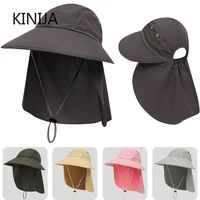 wide brim women ponytail fishing cap fishermen cap solid uv protection bucket hat outdoor summer sun hat camping hiking hat men
