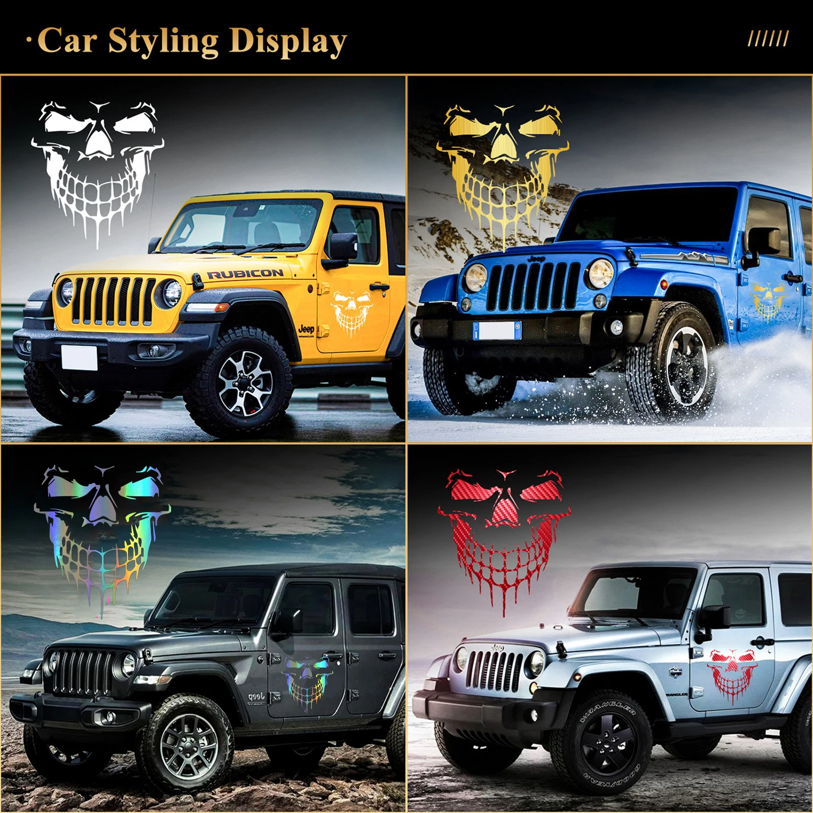 3D Laser Skull Car Stickers Reflective Waterproof Self-Adhesive Vinyl Auto Exterior Decal Accessories for Door Bumper Window | Автомобили