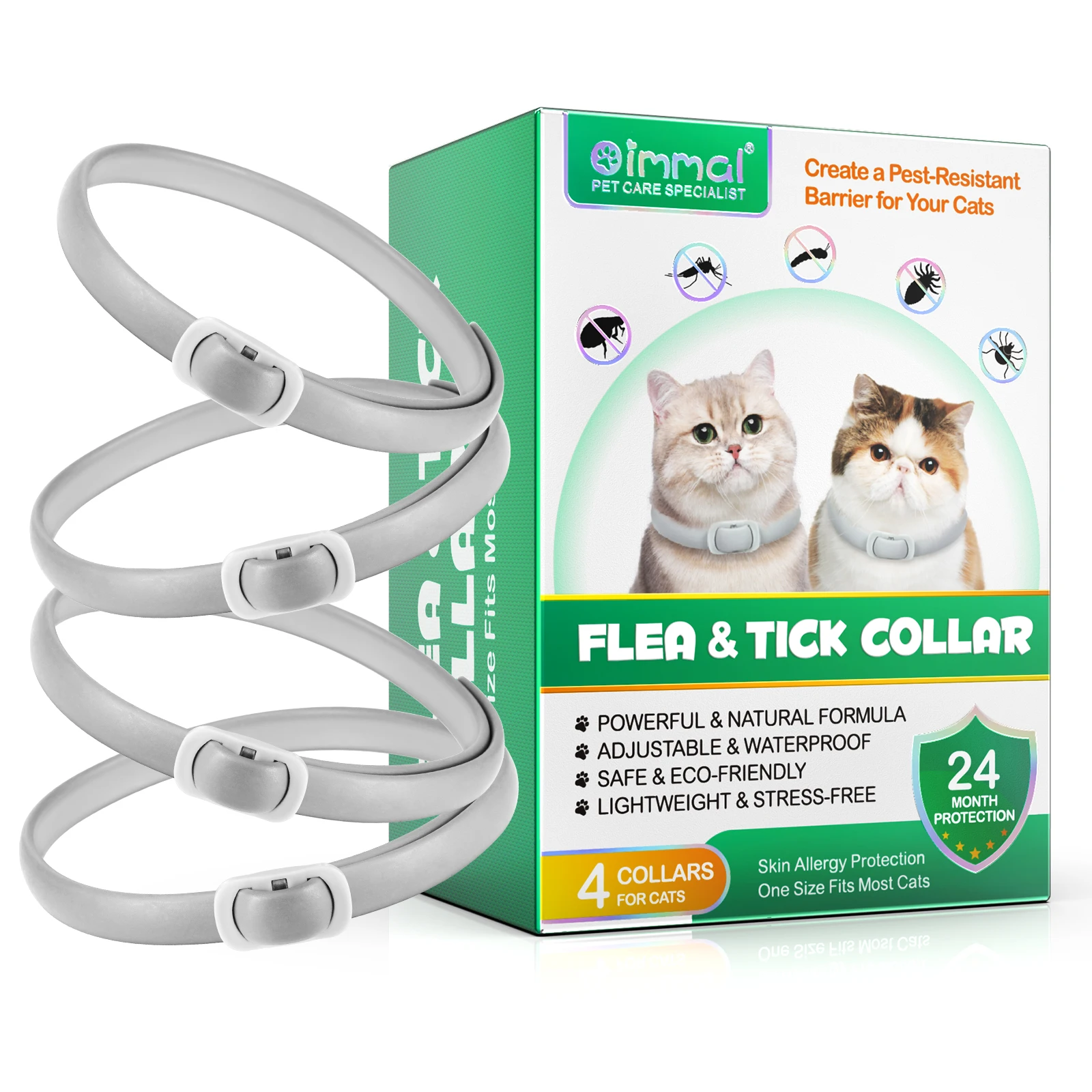 

New Pet Dog Cat Collars Veterinary Anti Flea and Tick Collar for Cats Anti-parasitic Necklace 4pc /pack for Large Small Cat