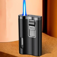 metal blue flame turbo torch lighter outdoor windproof butane gas cigar lighter personality and creative exquisite gifts for men