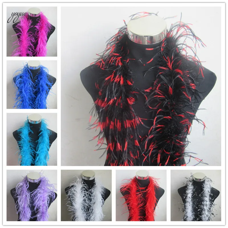 

YOYUE 2 m 1 strip Fluffy Natural Ostrich Feathers Boa Quality Fluffy Costumes / Trim for Party / Costume / Shawl / Available