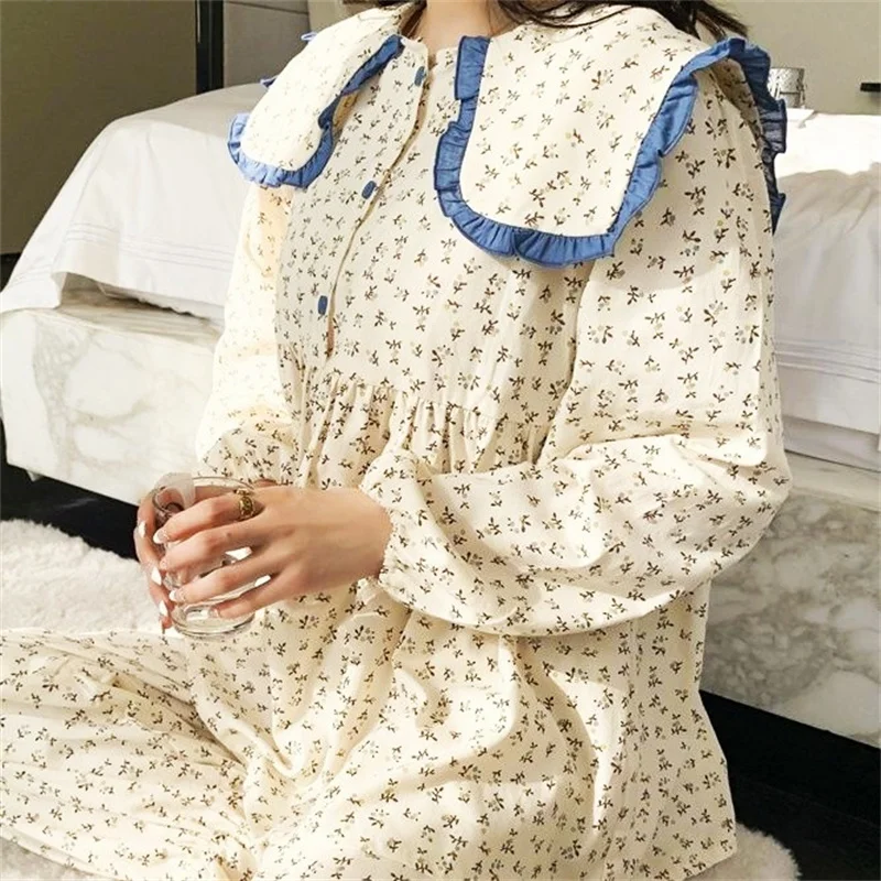 Pajamas Set Full Sleeve Tops Long Pants 2Piece/Set Sweet Pyjama Princess Spring Cute Homewear Cozy Plus Size Sleepwear