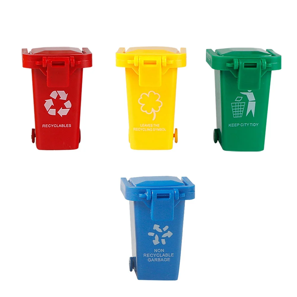 

4Pcs Tiny Recycle Can Desk Trash Can Trash Can Holder Recycle Bin Cool Ashtrays Curbside Garbage Can
