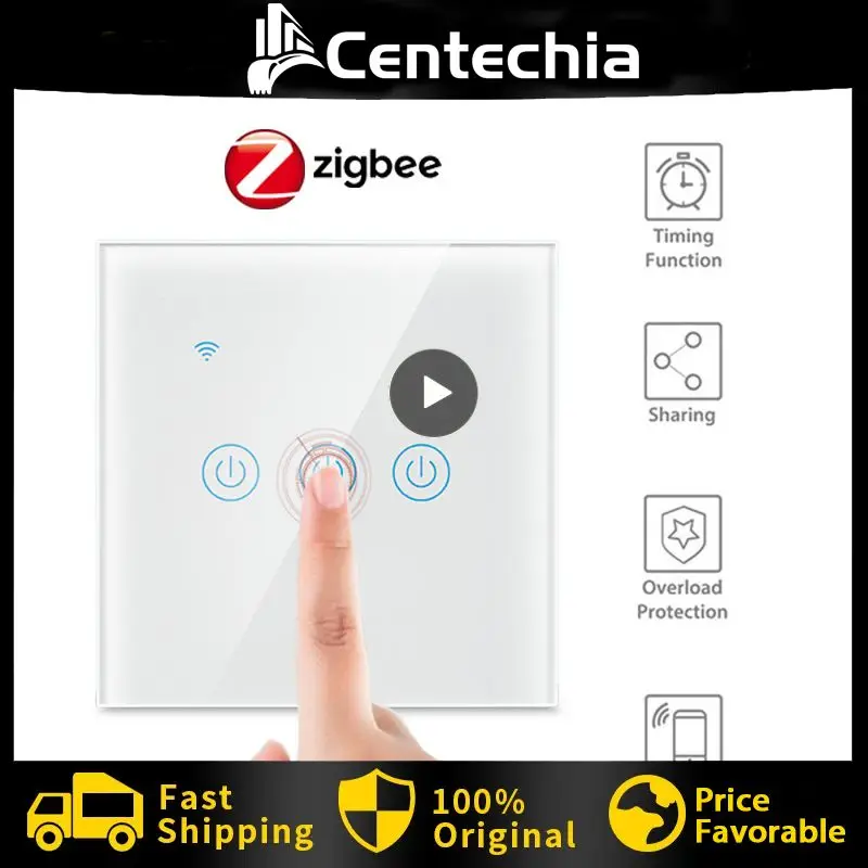 

1~8PCS Tuya Smart Wifi Touch Light Switch EU 220V, No Neutral Wire Required Wall Switch 1/2/3/4 Gang, Compatible with Alexa