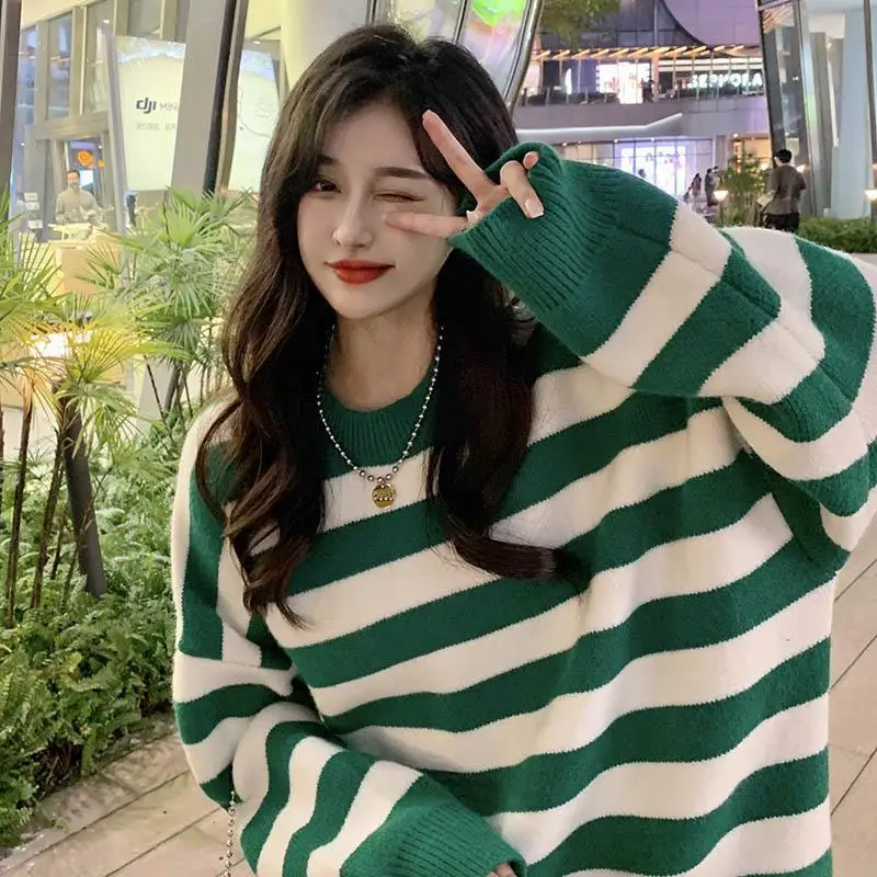 

Пуловер женский с круглым вырезом, свободный свитер в Корейском стиле для студенток, модные свитеры