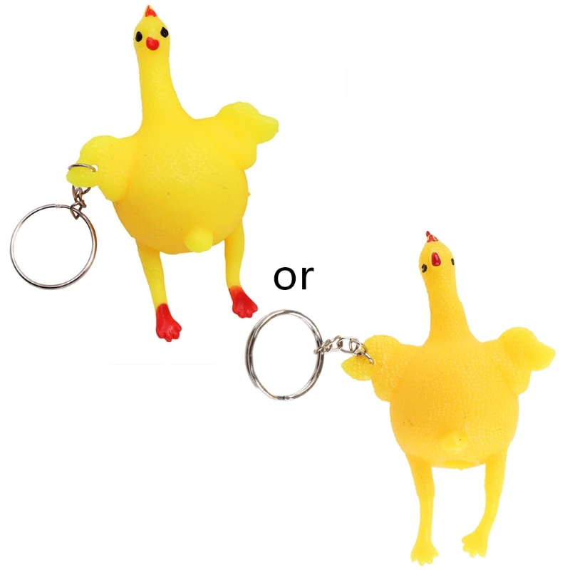 

Squeeze Laying Egg Keychain Stress Reducer Pendant Decompression Toy Anxiety Relief Keyrings Novelty Vent Anger Toys