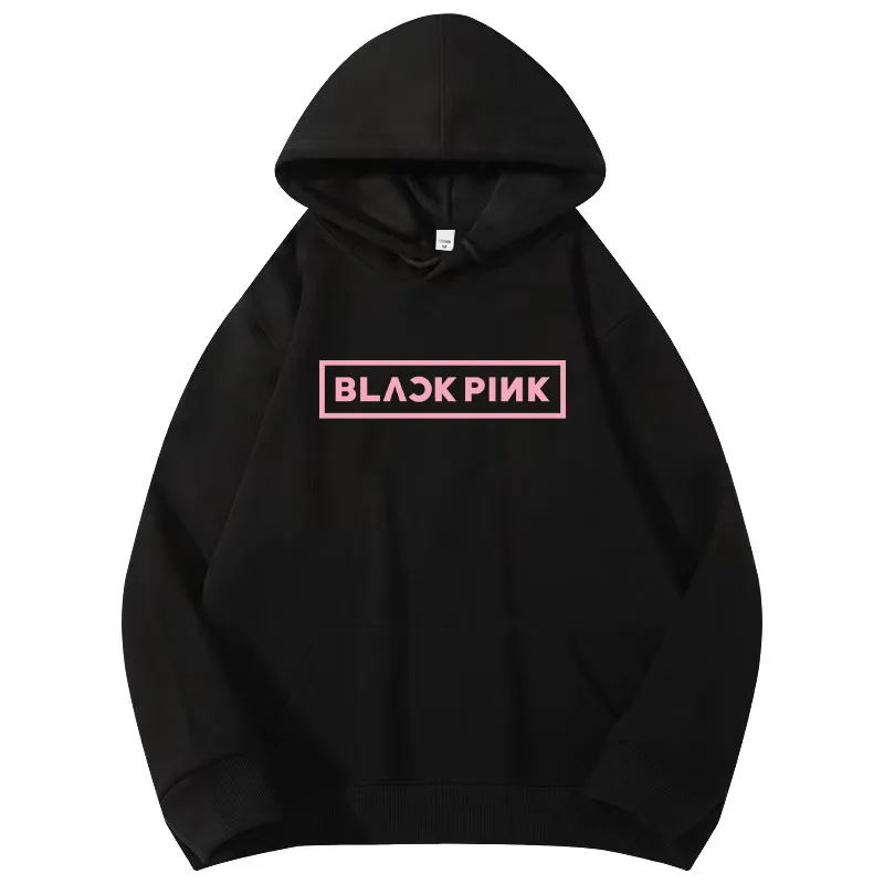 

Black PINK Hoodie Man Women Cotton Sweatshirt Print Logo Tide Brand Hood Letter Korea Streetwear Fleece Casual Loose Clothes