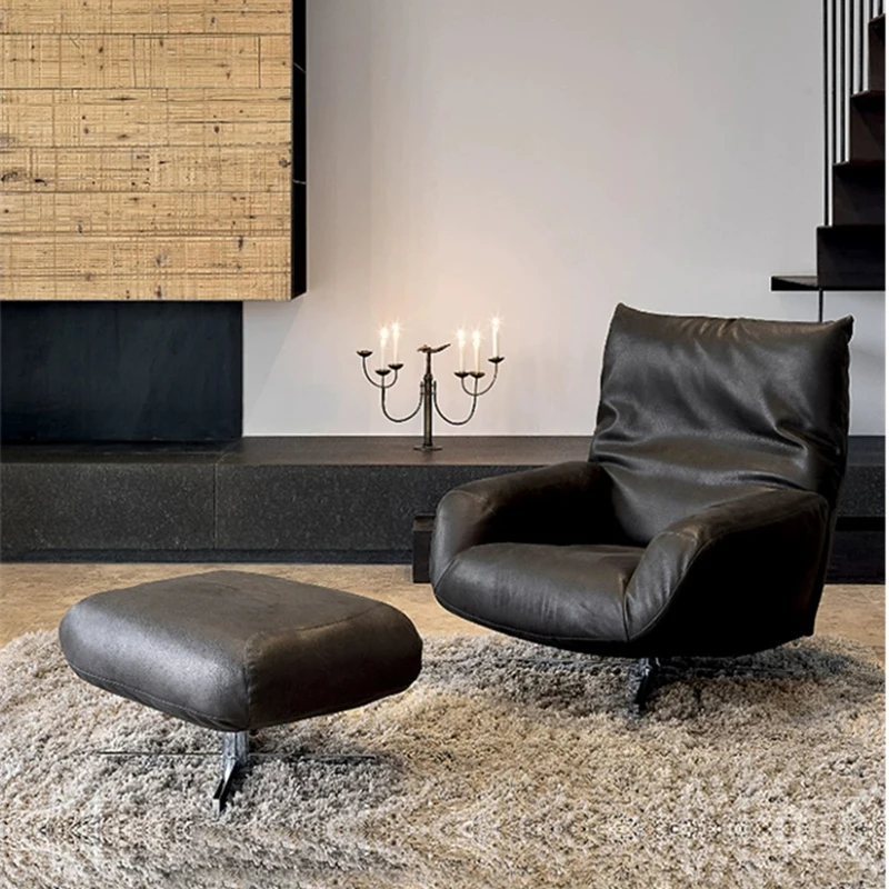 Роскошный вращающийся стул для балкона кожаный дизайнерский Американский