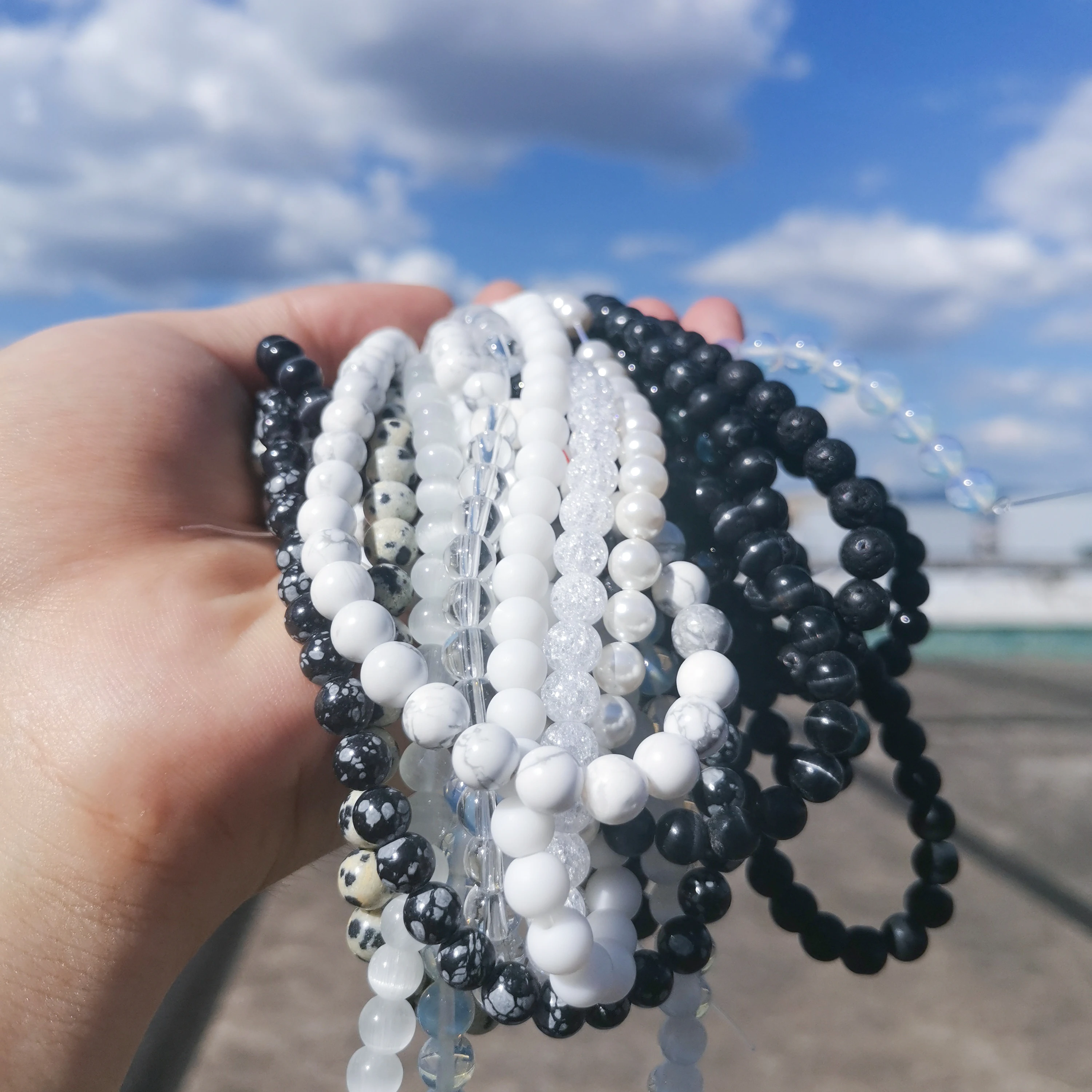 Бесплатная доставка бусины из натурального камня черный белый опал Матовый Агат