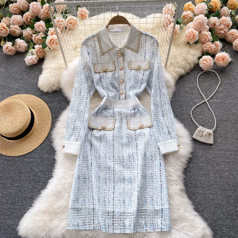 

Autumn Dresses For Women 2022 New Goddess Fan Temperament Celebrity Style Vestidos High-End Light Mature Style Dress Woman Fall