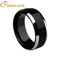 bonlavie european and american tungsten steel ring fashionable mens jewelry single mens black ring jewelry