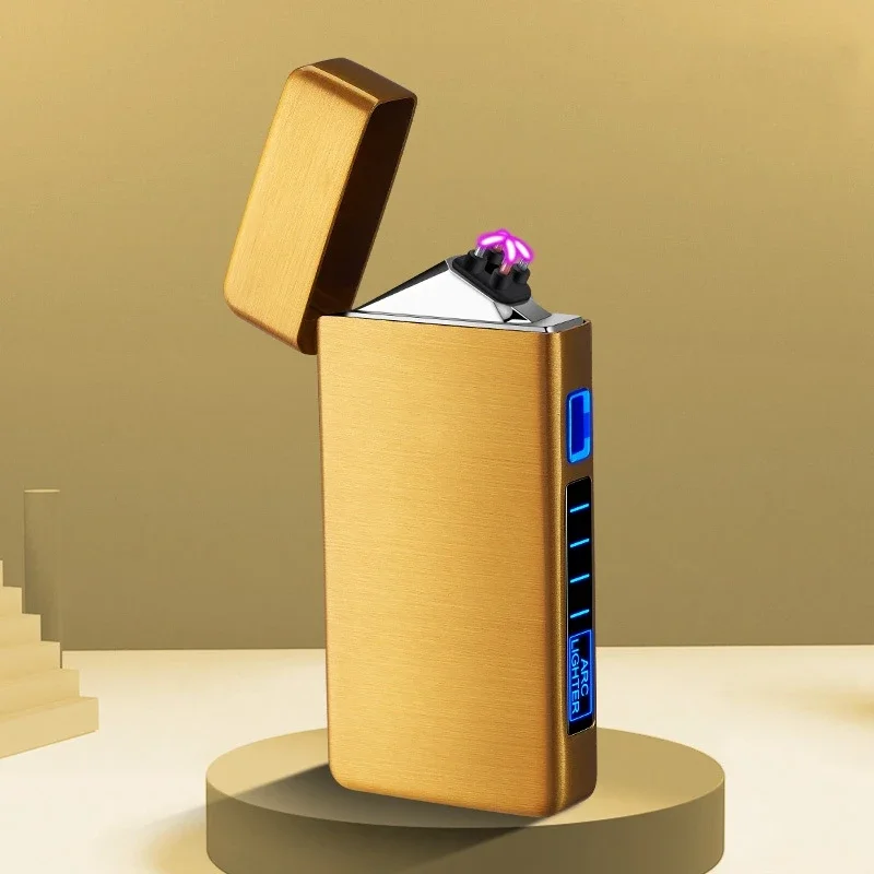 Электрическая плазменная зажигалка двойная дуга металлическая