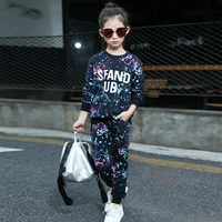 girls sports clothes set sweatshirtpants 2pcs acetive suit for girls spring autumn children clothing for girls 6 8 10 12 years