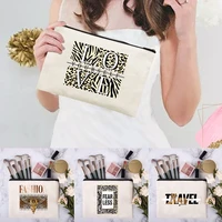 portable cosmetic bag lipstick make up bag personalized fashion toiletries organize multipurpose pencil case purse leopard print