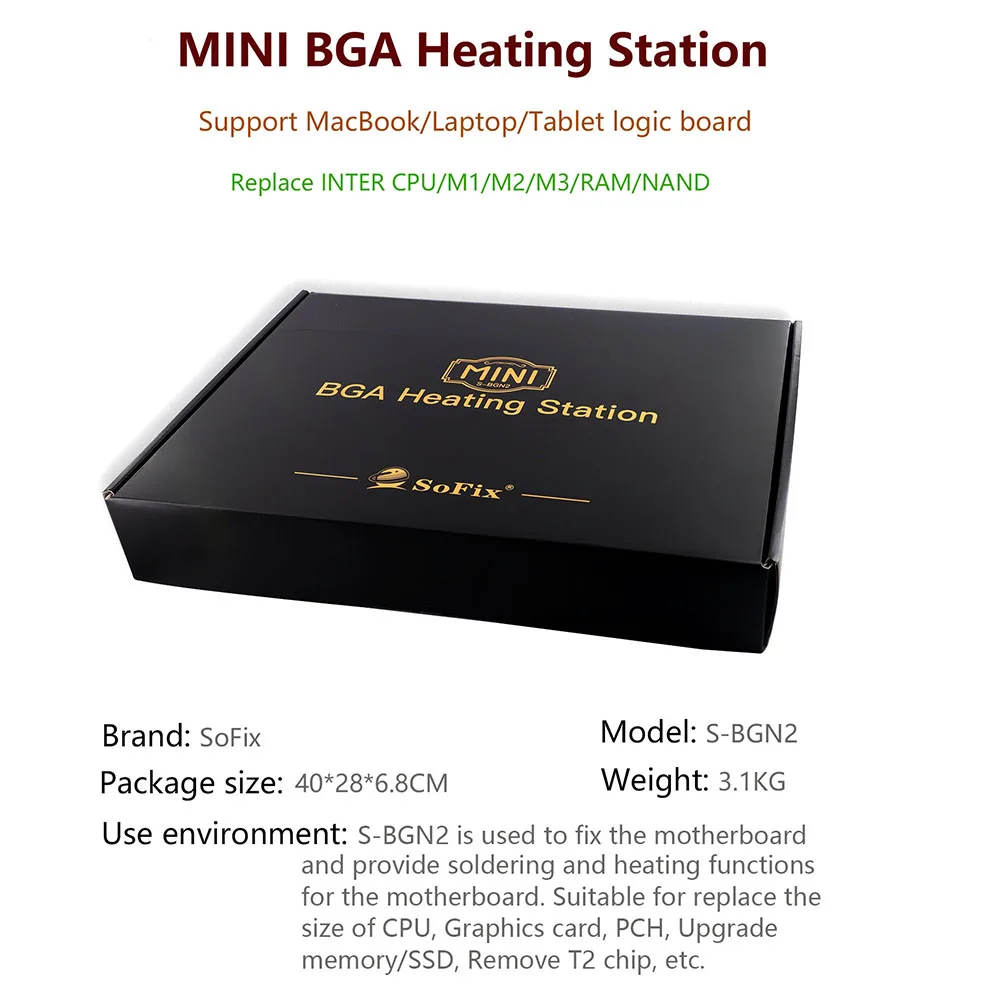 SoFix S-BGN2 Mini BGA нагревательная станция для материнской платы Macbook Pro Logic термоприпой
