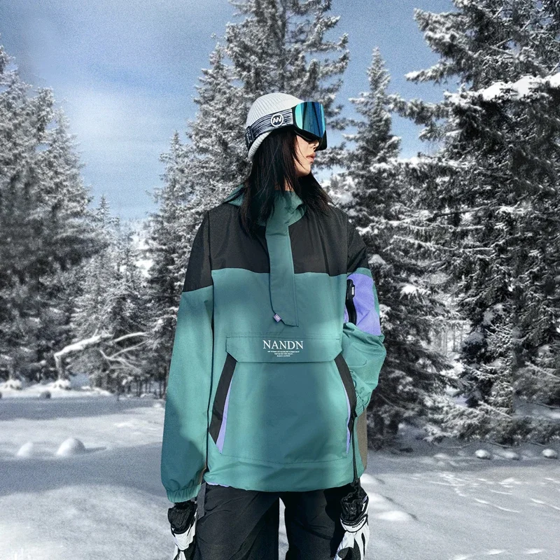 Лыжный костюм NANDN женский теплый зимний лыжный с капюшоном защитой от ветра и