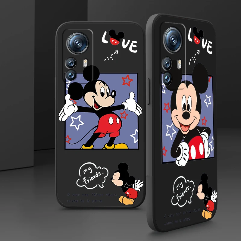 

Phone Case For Xiaomi Mi 13 12S 12 12X 12T 11i 11T 11 10 10S 10T Pro Lite Ultra 5G Love Luxury Mickey Minnie Liquid Rope