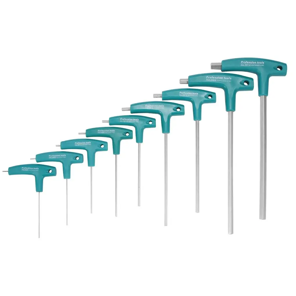 

9 Pieces Set Hexagonal Wrench Replacement High Torques Plated Anti-rust PP Handle Hanging Anti-corrosive Spanner Tool