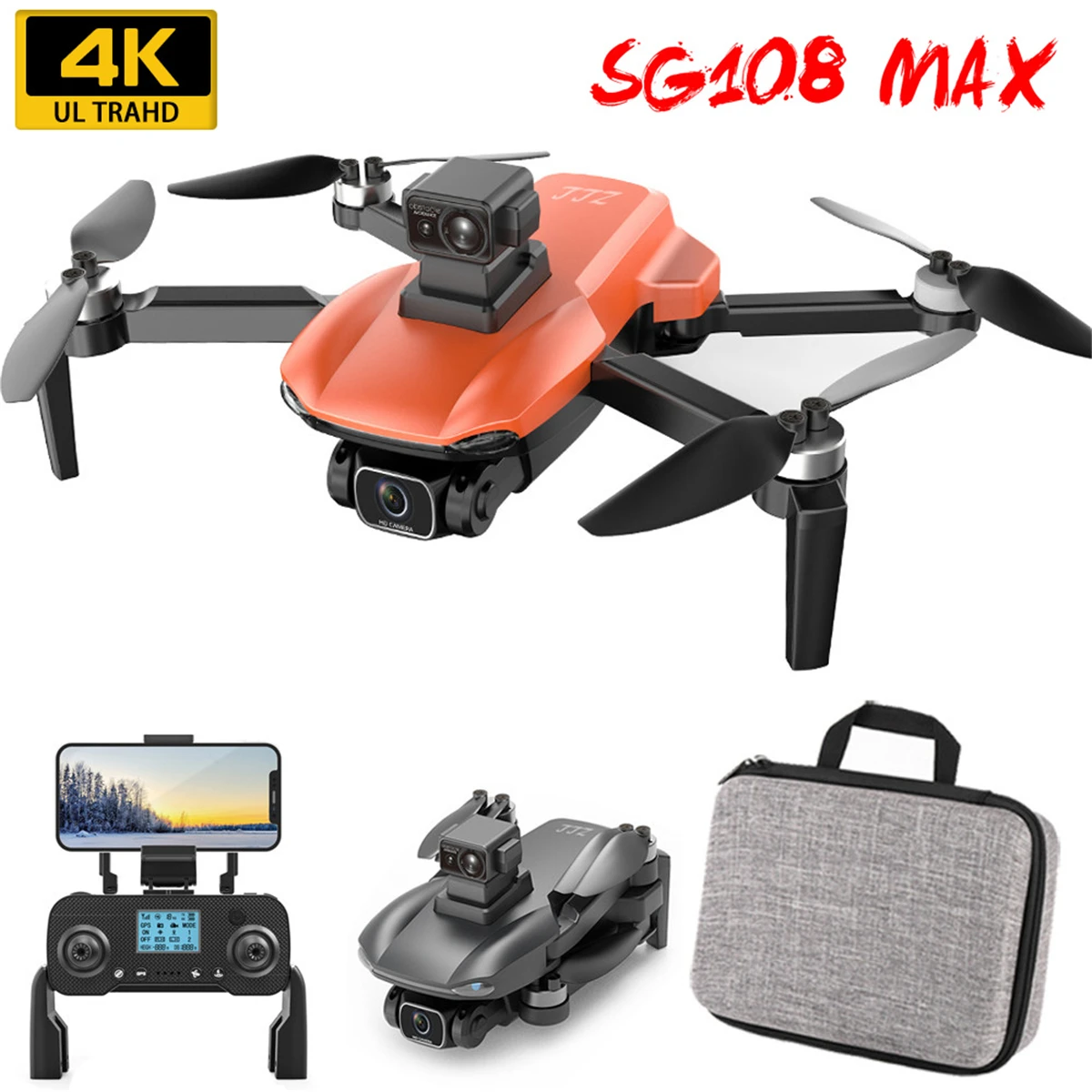 Дрон складной SG108 Pro / SG108 Max с GPS, Wi-Fi, FPV, 4K, HD, двойная камера