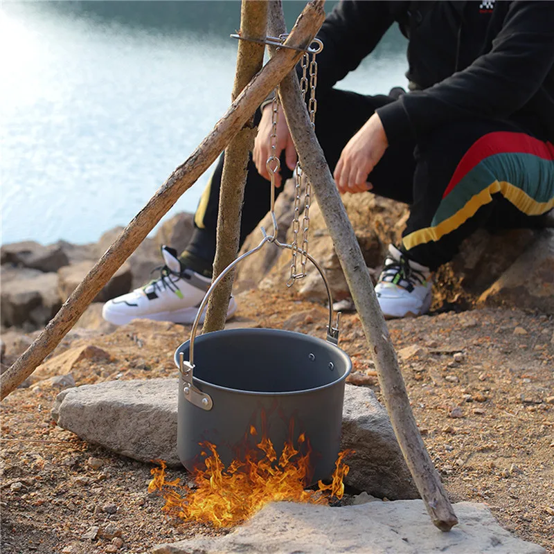 

Hanging Ring Tripod Pot Camping Rack Hanger Picnic Portable Bracket Barbec Steel Outdoor Multifunctional Portable Tripod Ring