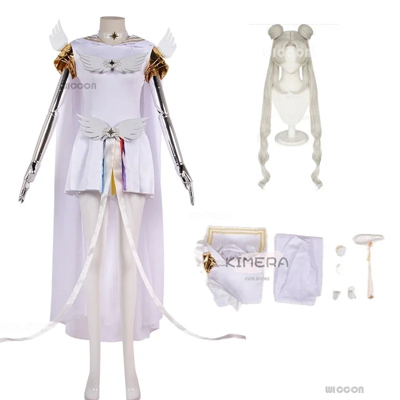 Костюм для косплея аниме Сейлор Tsukino Muun Usagi белый женский парик Хэллоуина карниво