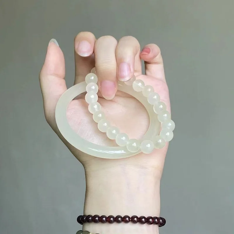 Натуральный синий белый нефрит виноградный нефритовый браслет масло этнический