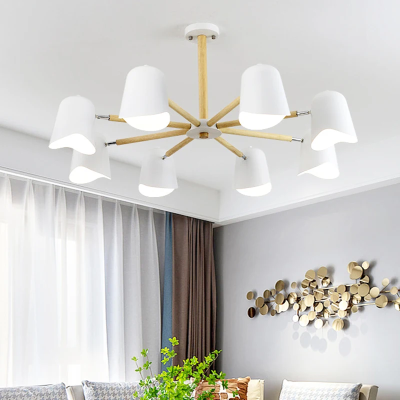 

Nordic LED ceiling chandelier living room Light kitchen Home lighting bedroom lamp solid wood craft chandelier E27 ceiling lamps