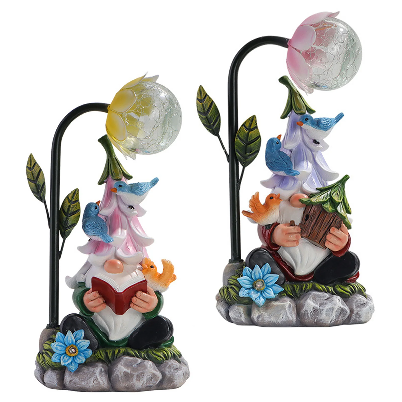

Garden Gnomes Statue Decor with Colorful Gradient Solar LED Lights for Yard Patio Lawn Backyard Desktop