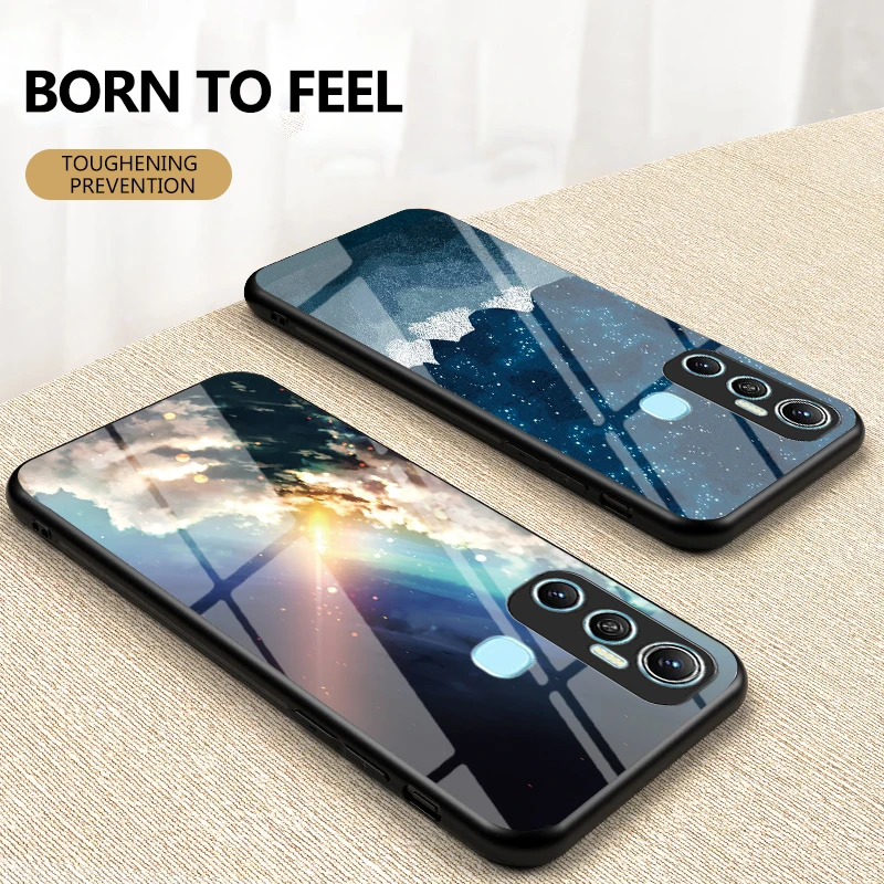 for infinix hot 11s note 10 pro tempered glass colorfull phone case cover free global shipping