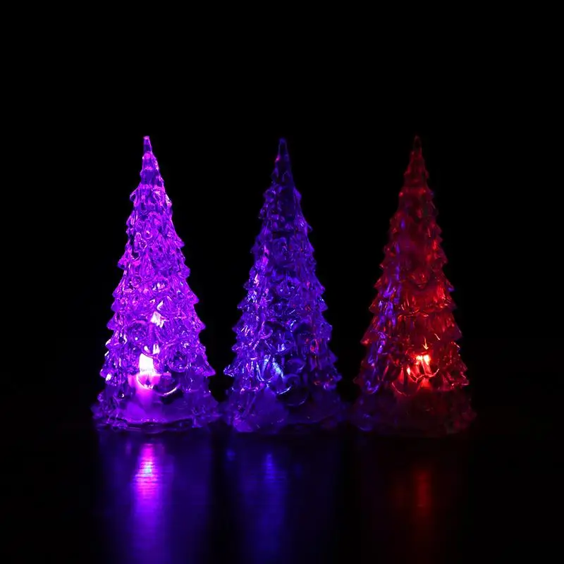 

Christmas Tree Acrylic Lighttrees Led Tabletop Decorations Table Night Lightedminidecor Crystal Lights Luminousdecoration
