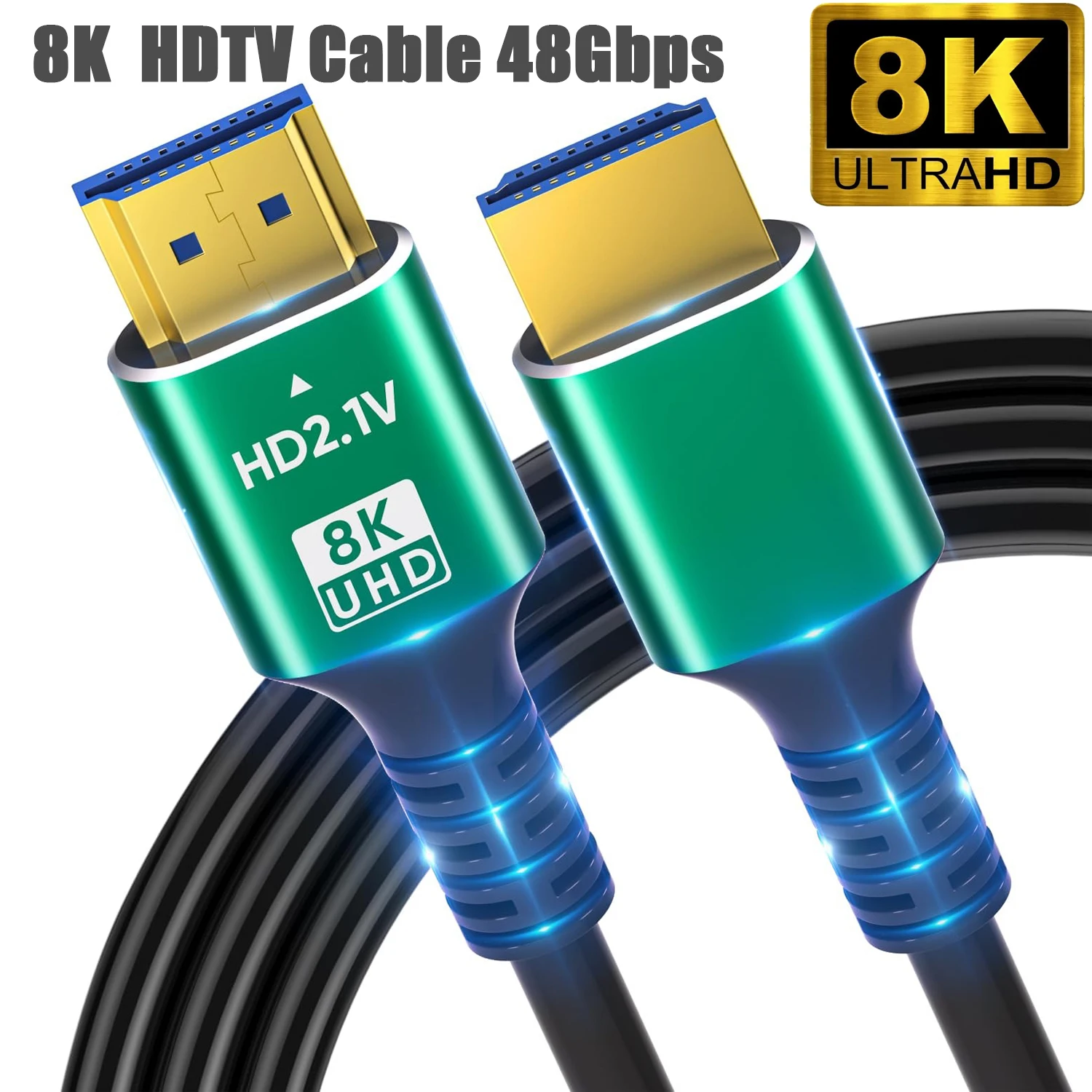 Фото Кабель HDMI 2.1 для подключения 8K 4K HDTV, высокоскоростной, 48 Гбит/с, 4K@120Гц, 8K@60Гц, HDR, для Roku TV/PS5/HDTV/Blu-ray №1