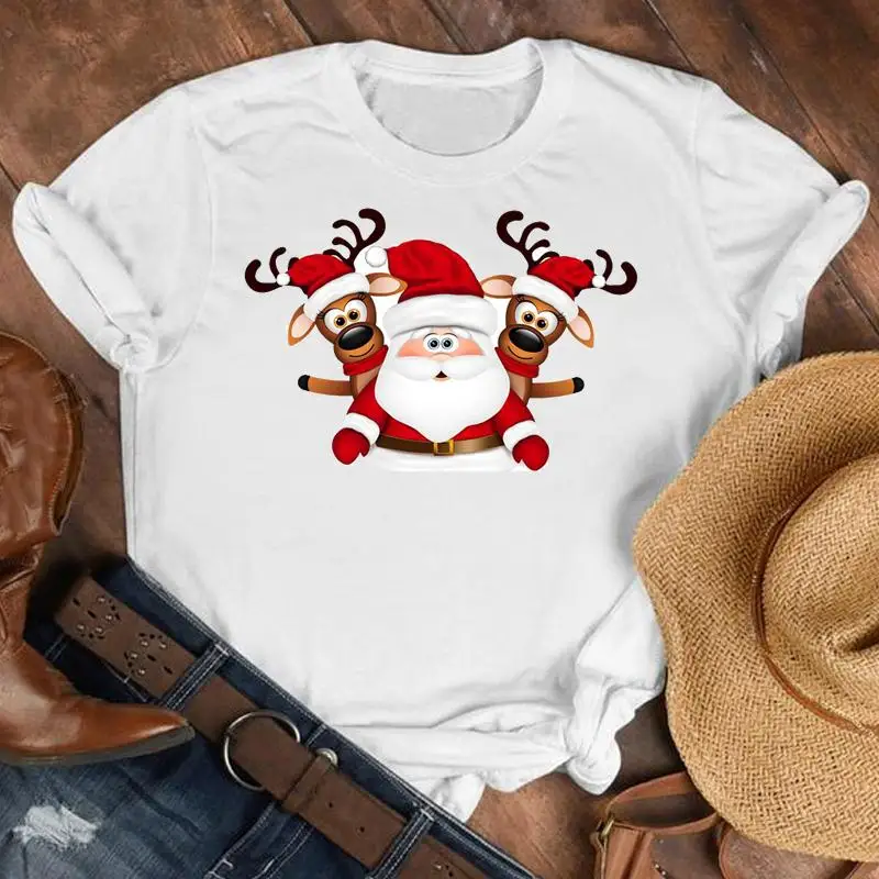 

Women Santa Claus 90s Fashion Merry Christmas Holiday Winter Tshirt Nice Top Graphic Pretty Shirt T Tee New Year T-shirt