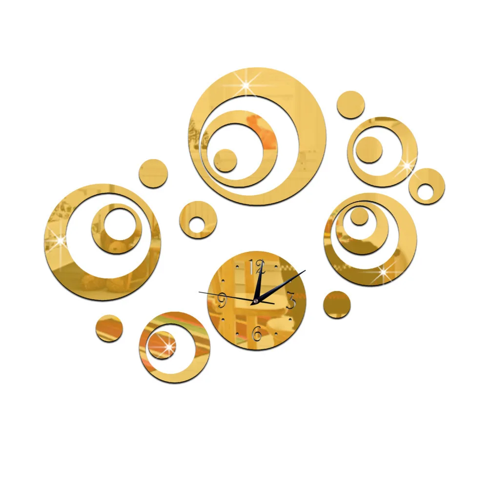 

3D кольцевые настенные часы, акриловые декоративные настенные часы «сделай сам» для спальни, гостиной, водонепроницаемые Подвесные часы без...