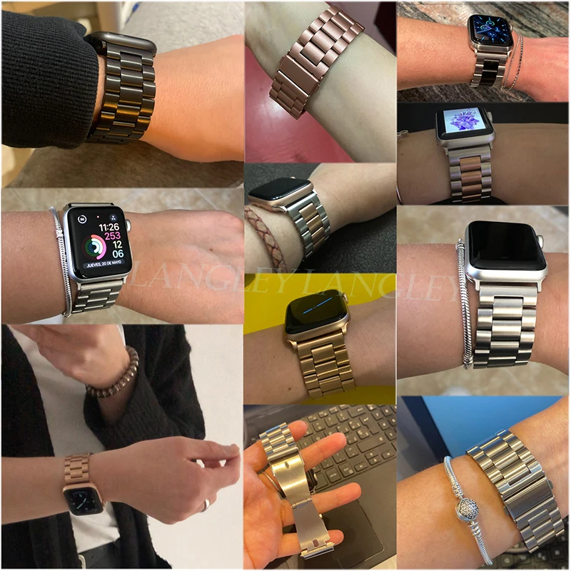 Stainless Steel Strap for Apple Watch 5 Band 44mm 42mm Watchband Bracelet Band for Iwatch Series 3 4 Se 6 7 45mm 41mm 40mm 38mm