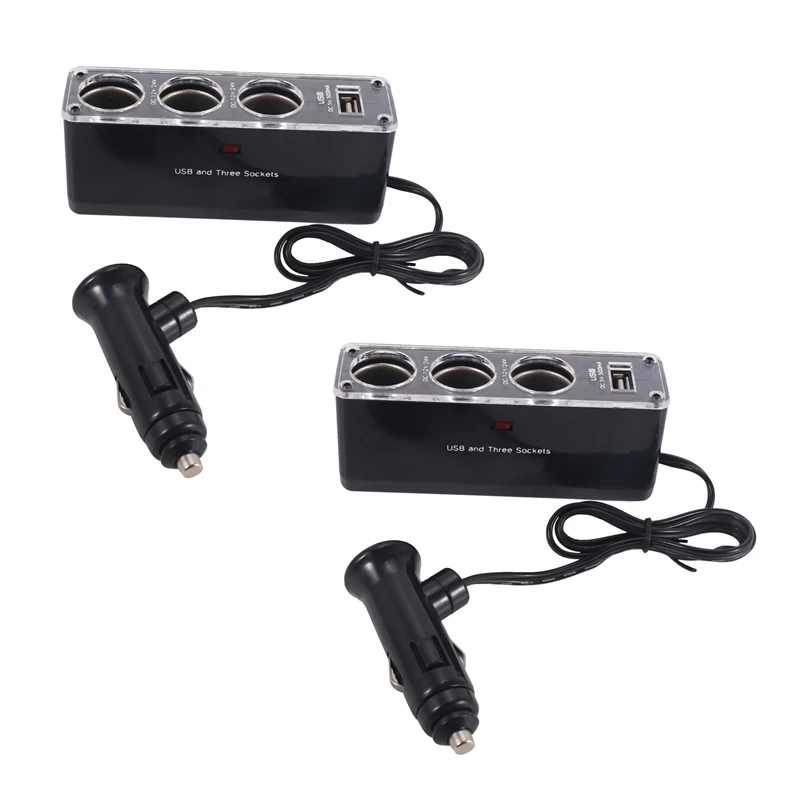 

2 шт., автомобильное зарядное устройство с USB-портом, 12 В/24 В
