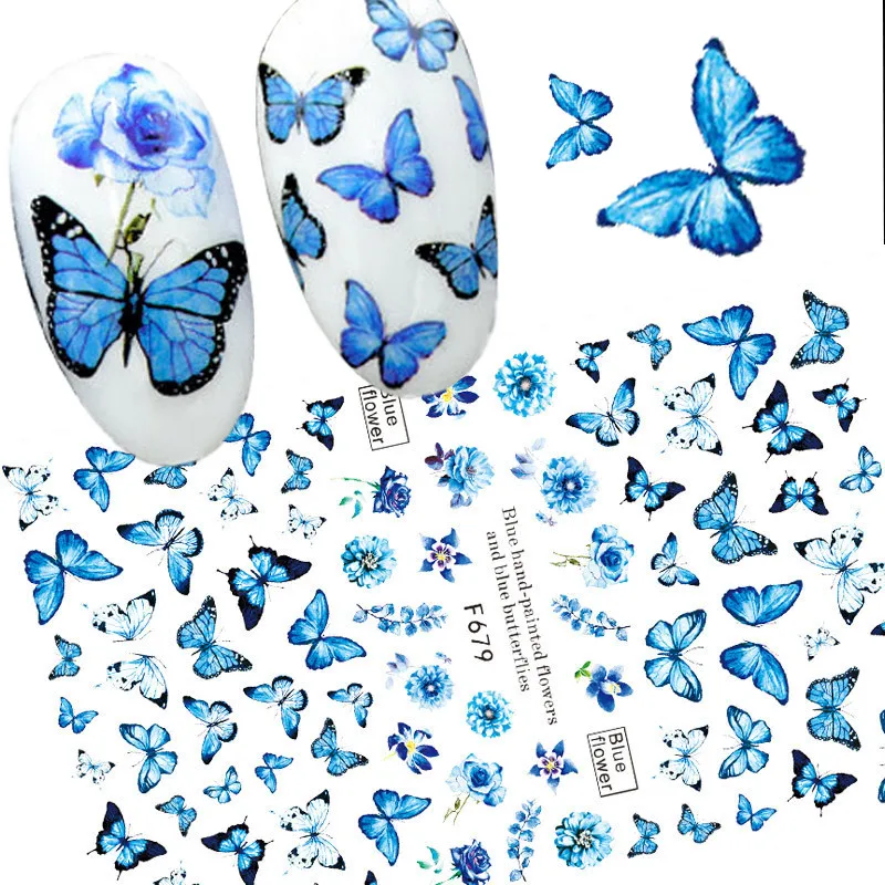 

Новые голографические наклейки с бабочками, синие наклейки для ногтей, наклейки, самоклеящиеся дизайнерские наклейки, стильные наклейки для маникюра, украшения для ногтевого дизайна