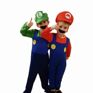 Imported Disney Cosplay Super Brothers Luigi Bros Costumes Plumber Halloween Game Fancy Dress Up Party Clothi