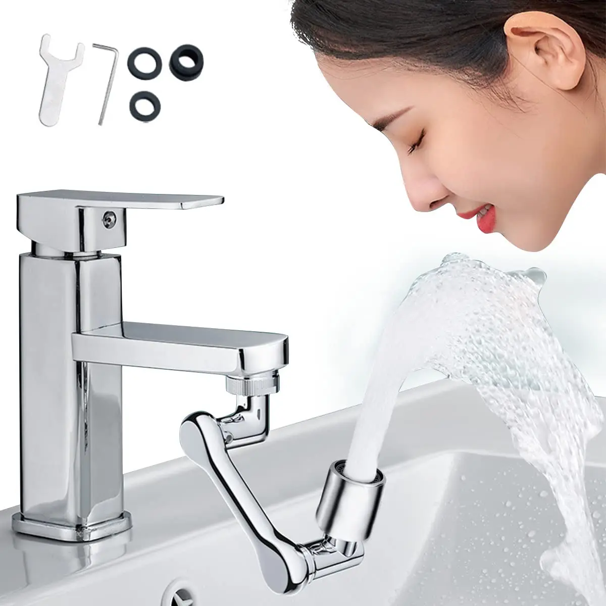 

1080 Degree Swivel Kitchen Sink Faucet Aerator Universal Splash Filter Faucet Big Angle Spray Aerator Faucet Extender