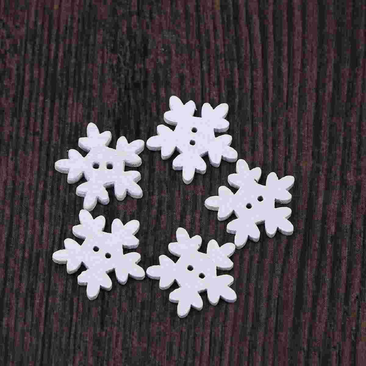 

Buttons Button Wooden Christmas Wood Snowflake Sewing Crafts Holes Holidayassorted Decoration Snap Buckles Ornamentswith Craft