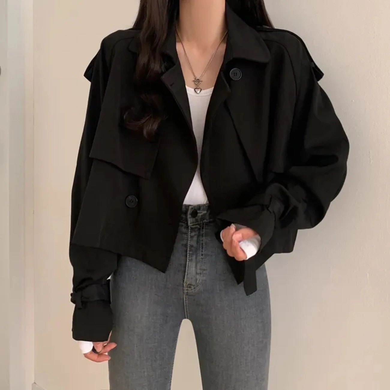 Тренчкот женский двубортный в английском стиле модный короткий элегантный