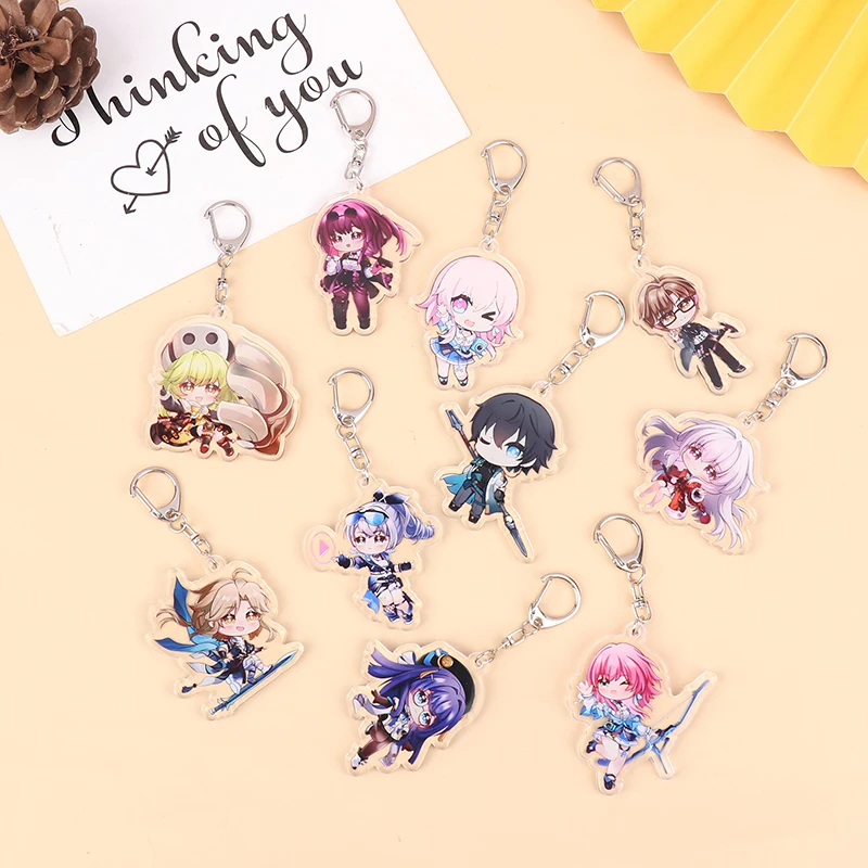 

Anime Honkai: Star Rail Figure Keychain March 7th Dan Heng Jing Yuan Cosplay Reversible Acrylic Keychain Anime Lover Party Gift